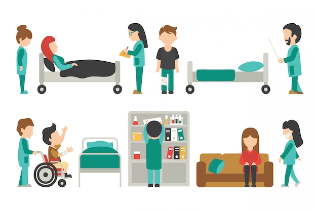 Medical Staff Flat, Doctor, Nurse, Care People Vector Illustration, Graphic Editable For Y