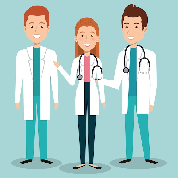 medical staff group avatars vector illustration design