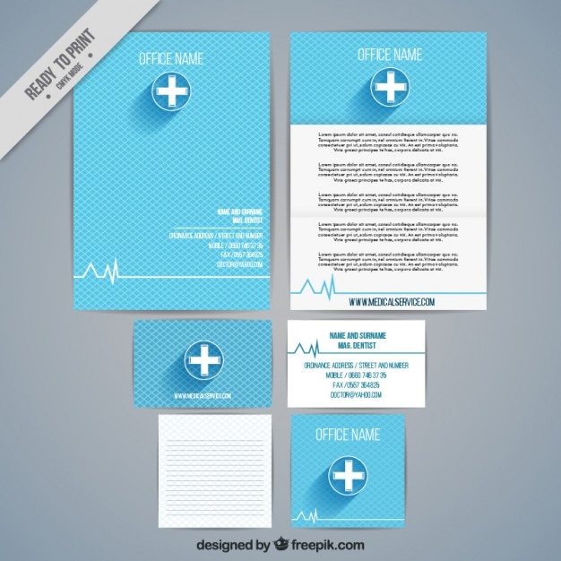 Vector medical stationery set