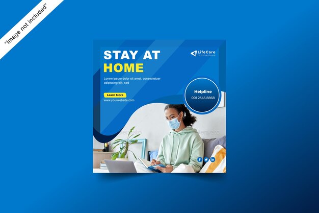 Medical stayhome health social media post banner design for instagram and twitter