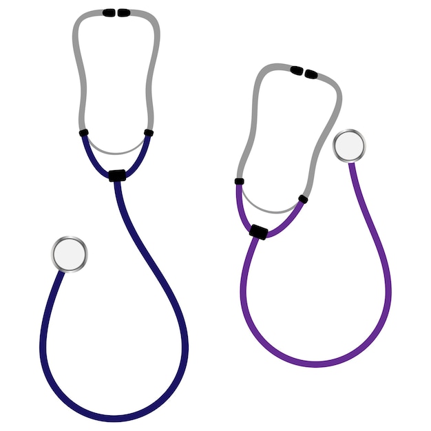 Medical stethoscope in different positions Vector illustration in flat style