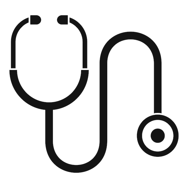 의료 청진기 아이콘 흰색 배경에 고립 된 웹 디자인을 위한 의료 청진기 벡터 아이콘의 간단한 그림