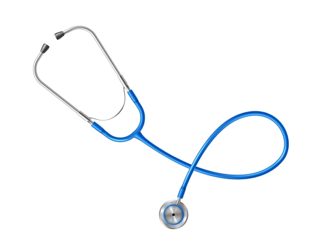 Vector medical stethoscope realistic icon. diagnostic tools for doctor healthcare, checkup of pulse, heartbeat and breath isolated on white background. vector illustration