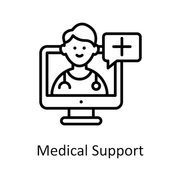 Vector medical support vector outline icon design illustration medical symbol on white background eps 10 f