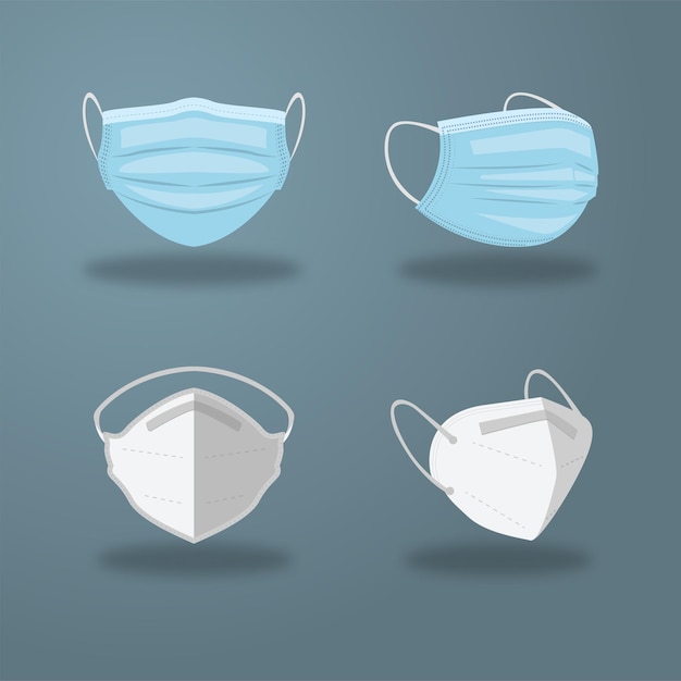 medical surgeon covid face mask kn95 flat style illustration
