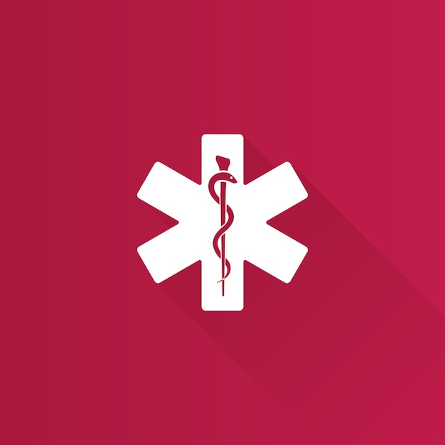 Medical symbol flat color icon long shadow vector illustration