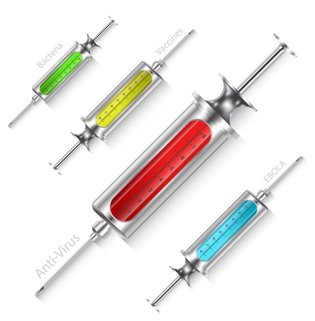 Vector medical syringe filled. syringe ebola anti virus concept