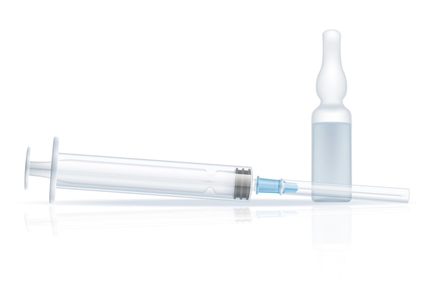 Medical syringe with ampoule for injection stock illustration isolated on white background