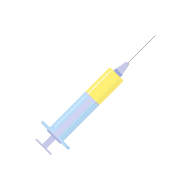 Medical syringe with white background flat style