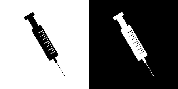 의료 주사기 백신 및 주사기 아이콘 주입 벡터 일러스트 레이 션