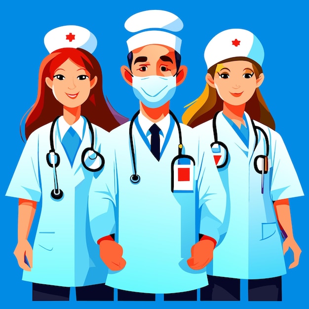 Vector medical team concept nurse characters vector isolated art