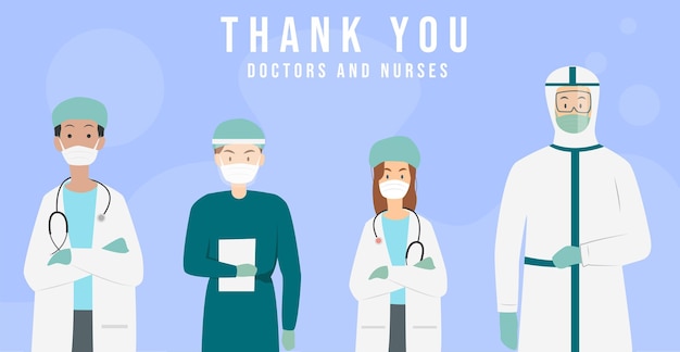 Medical team design Thank you doctors and nurses