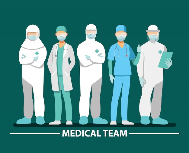 Vector medical team and  staff,  illustration cartoon character