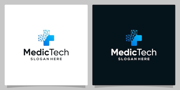 医療技術ロゴデザインテンプレート要素、デジタルヘルスケアロゴデザインベクトル
