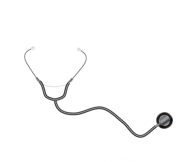 Medical tool stethoscope isolated on white    