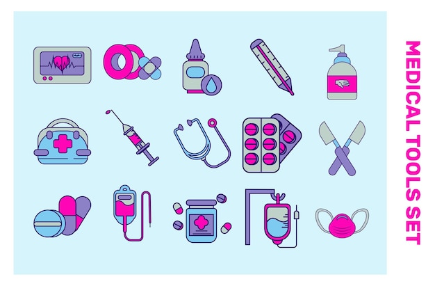 Vector medical tools vector illustration set