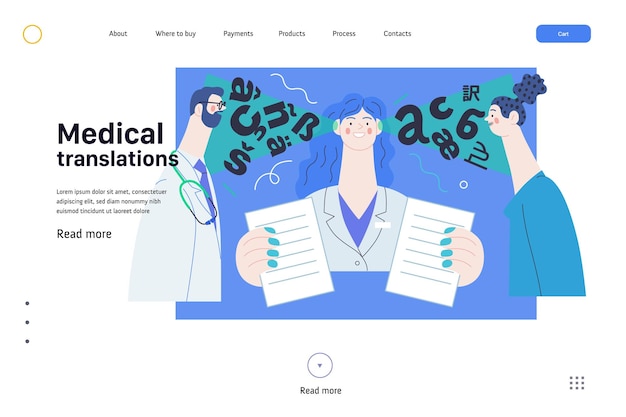 Vector medical translations medical insurance web template modern flat vector