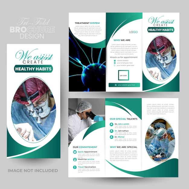 Design di brochure mediche ripiegabili per il marketing promozionale delle aziende mediche