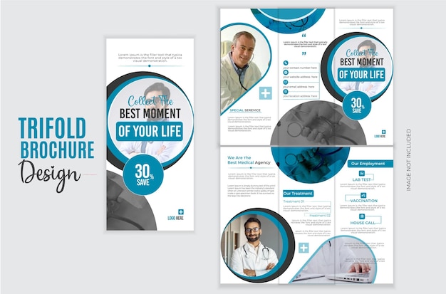 Medical trifold brochure design template neat and clean