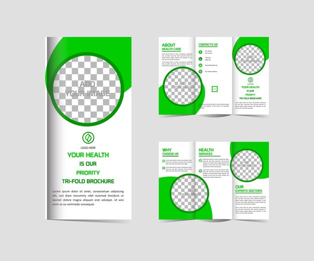 Vector medical trifold brochure design template