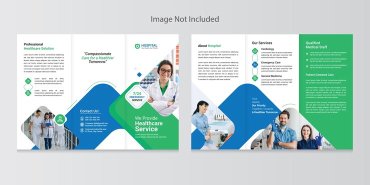 Vector medical trifold brochure design template