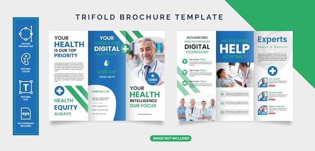 Vettore progettazione di brochure a tre ante mediche