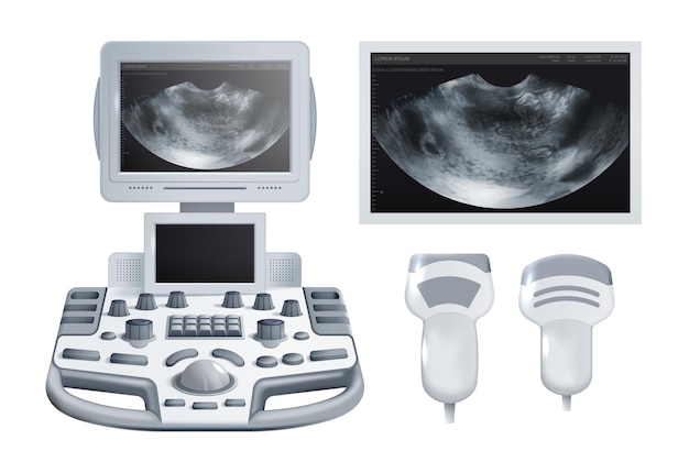 Vector medical ultrasonography checkup equipment