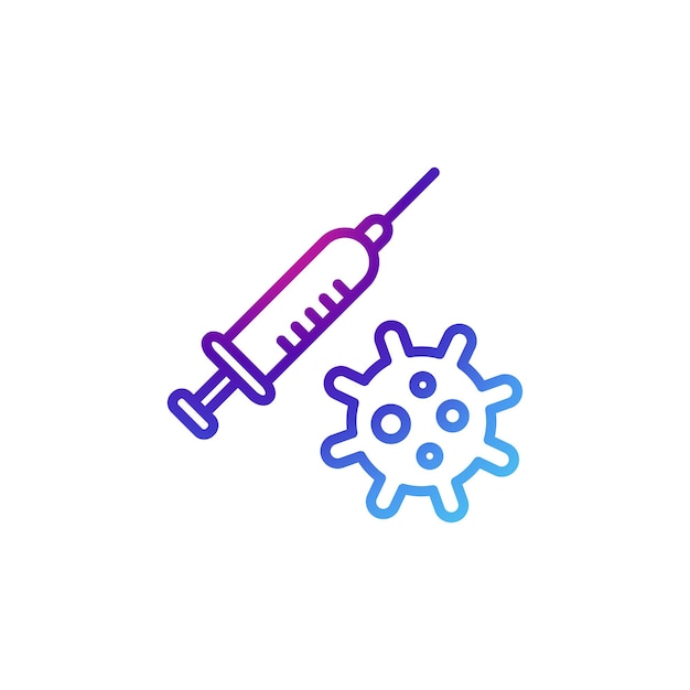 Iconica del virus del vaccino medico con effetto viola gradiente