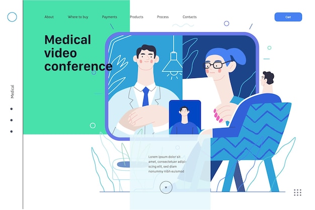Medical video conference medical insurance online doctor service telemedicine modern flat vector