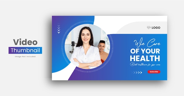 Medical web banner or healthcare youtube thumbnail template premium vector