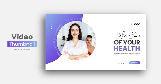 Banner web medico o modello di anteprima di youtube sanitario vettore premium