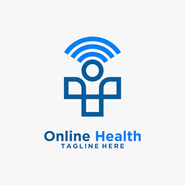 Medical and wifi signal elements for online healthcare logo design