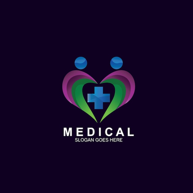 Medical with heart shape logo design