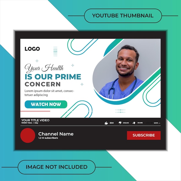 Medical youtube thumbnail design with gradient color and white color background