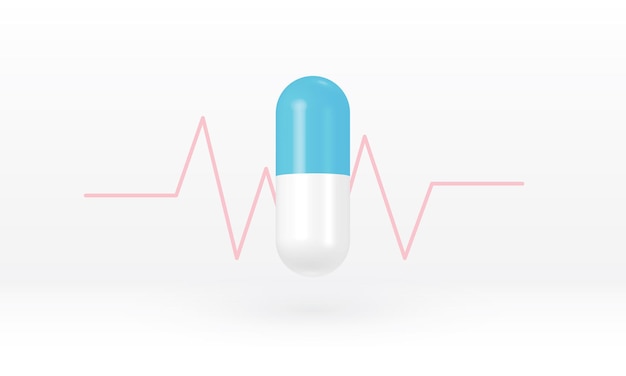 Vector medication capsules pills to normalize heart rate on white background