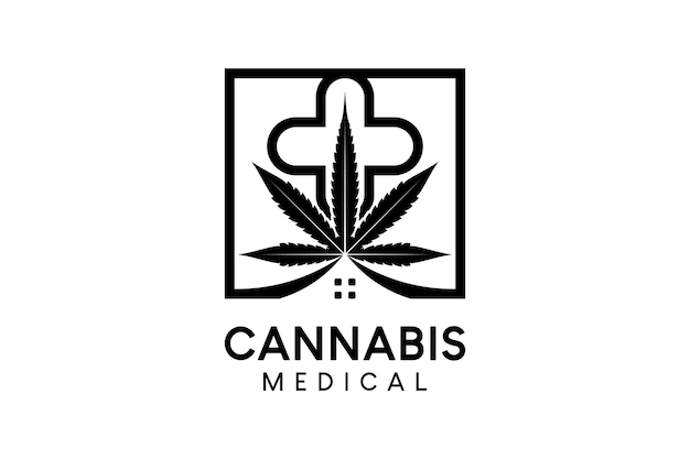 Medicinale cannabis logo-ontwerp of medicinale cannabis thuis