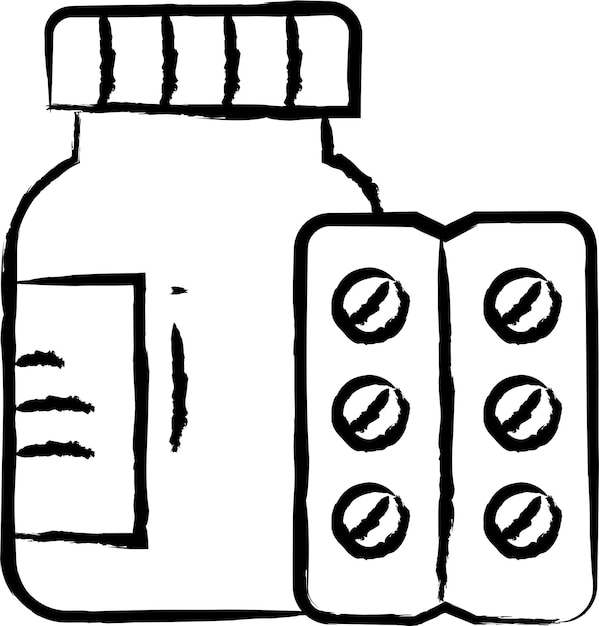 Vector medicine bottle hand drawn vector illustration