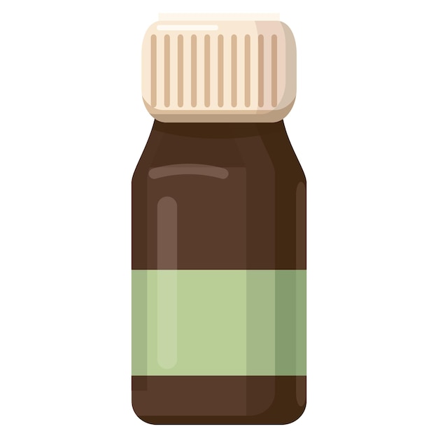 Иконка бутылки из коричневого стекла в мультяшном стиле на белом фоне
