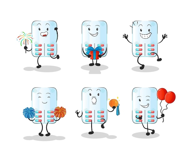 Medicine celebration set character cartoon mascot vector