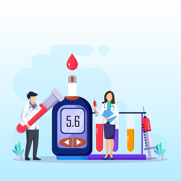 Medicine diabetes concept The doctor tests the level of glucose in the blood prescribes statins