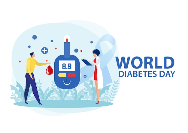 Medicine diabetes concept with man measuring sugar in blood with glucometer.