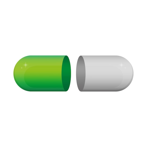 Medicine drug vitamin Green open capsule Vector illustration EPS 10 Stock image