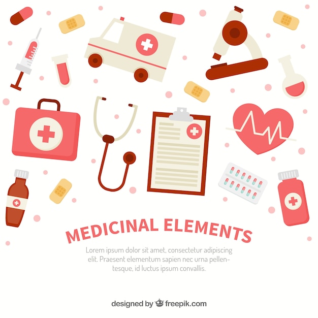 Sfondo di elementi di medicina in stile piano