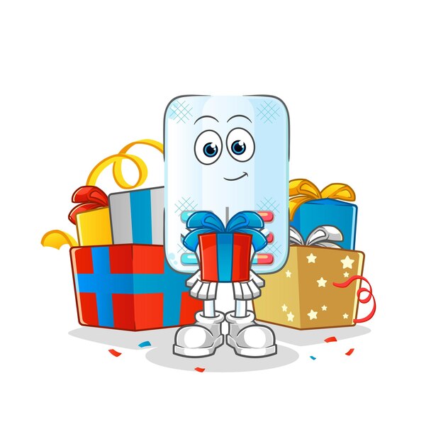 Medicine give gifts mascot cartoon vector