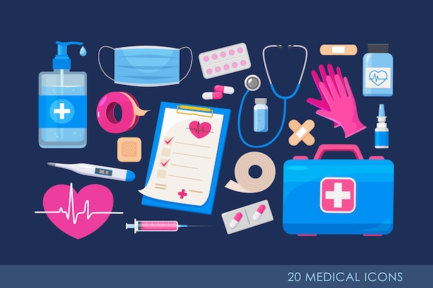 Vector medicine and health care icons collection