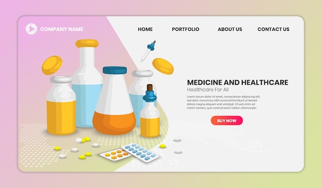 Medicine and healthcare landing page