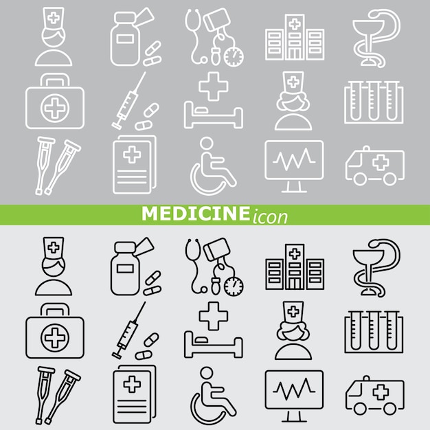 Medicine icons. Linear set.