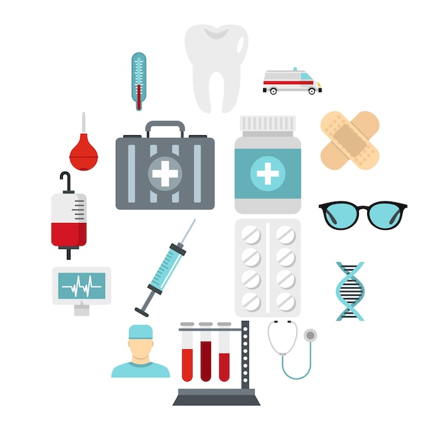医学のアイコンセット、フラットスタイル