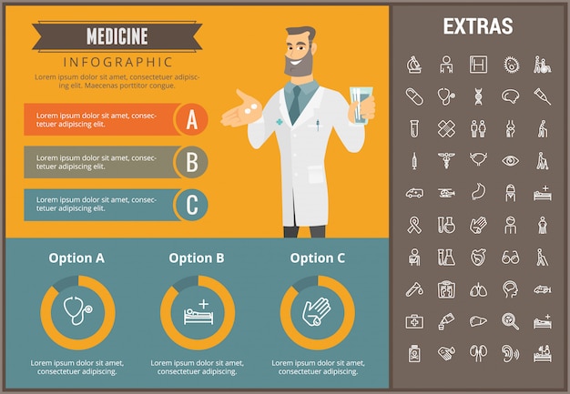 Vector medicine infographic template, elements and icons