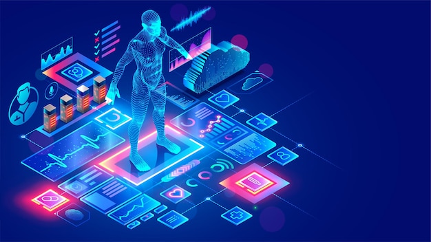 Medicine internet service Doctor online diagnosing patient through digital telemedicine platform in internet clinic Modern healthcare technology Medical video consultation Isometric illustration